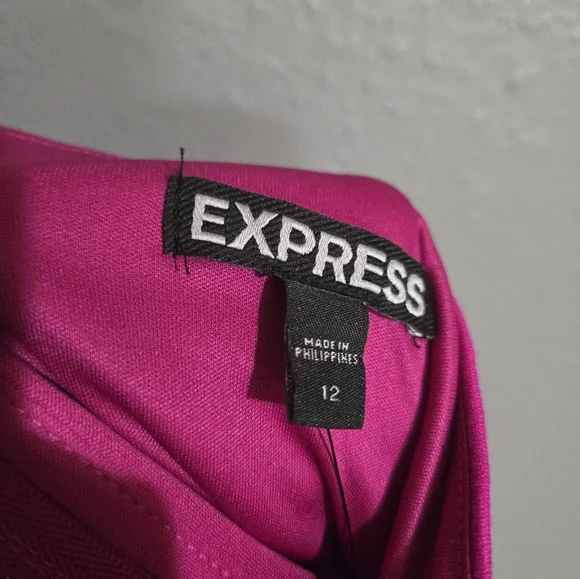 Express Bodycon Cocktail Fuchsia Pink Midi Dress Size 12 - Picture 10 of 12